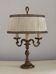Bronze French Antique Art Nouveau 3-Light Candelabra Lamp Pleated Shade