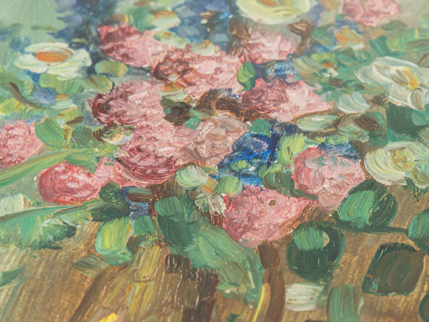 Wild Flowers in a Vase, Oil on Plate, 38 x 38 cm