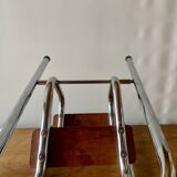 Vintage step stool in brown formica and chrome steel
