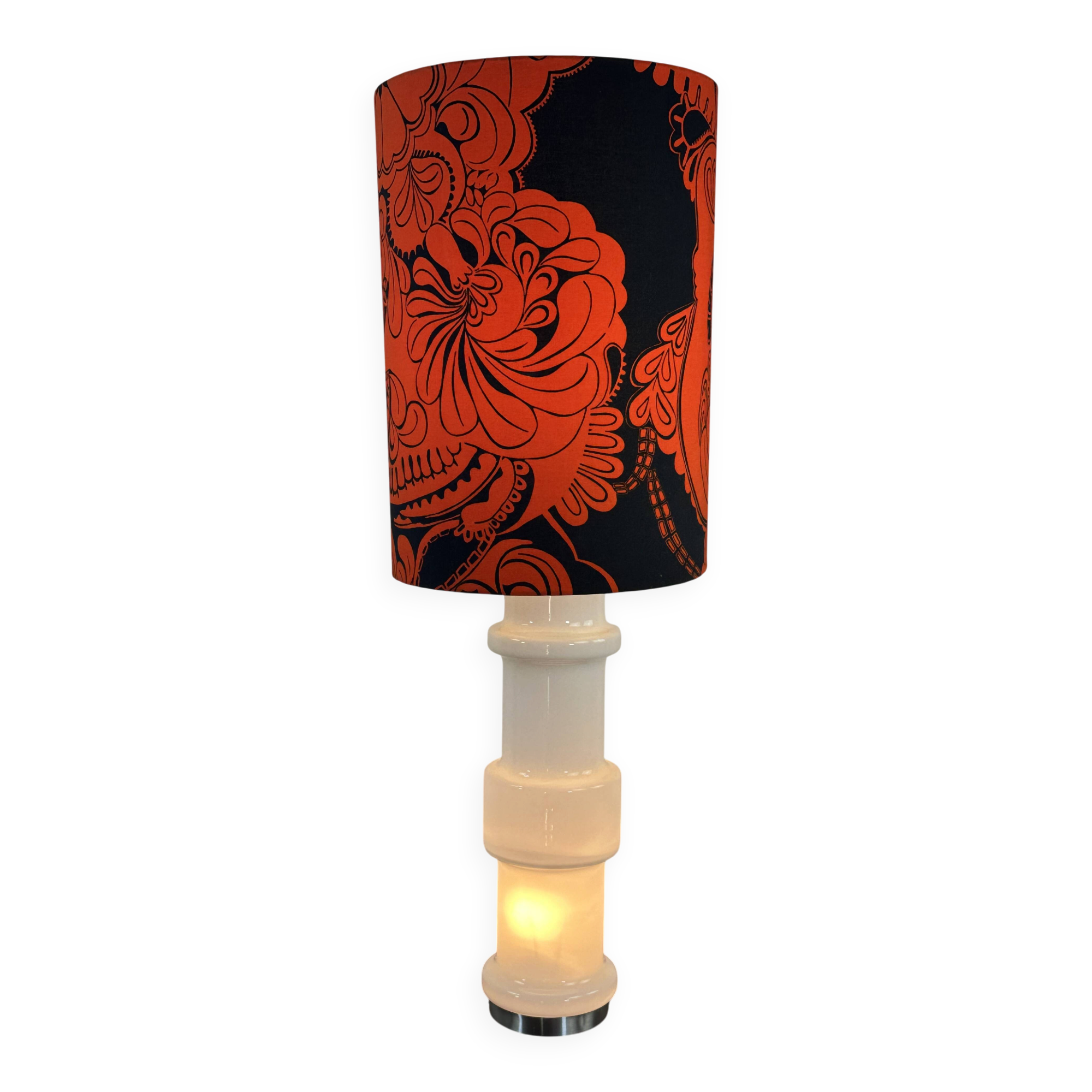 Vintage Murano glass lamp in opaline white, Doria, Italy, 1970.