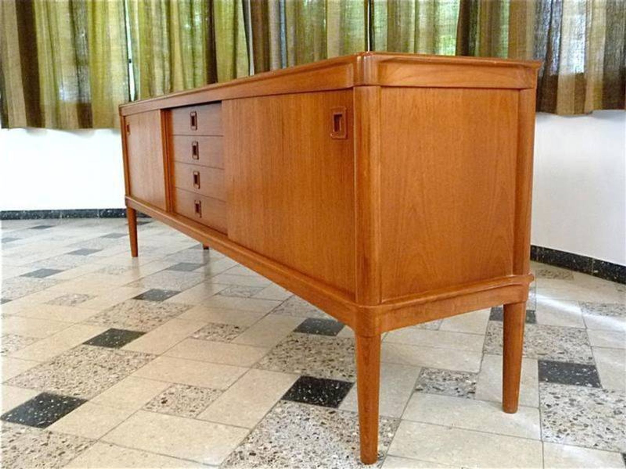 Mid-century Danish modern teak sideboard by Henry W. Klein for Bramin 1960s