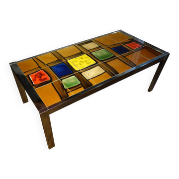 Table basse céramique / métal chromé Design Style Belarti, circa 1960