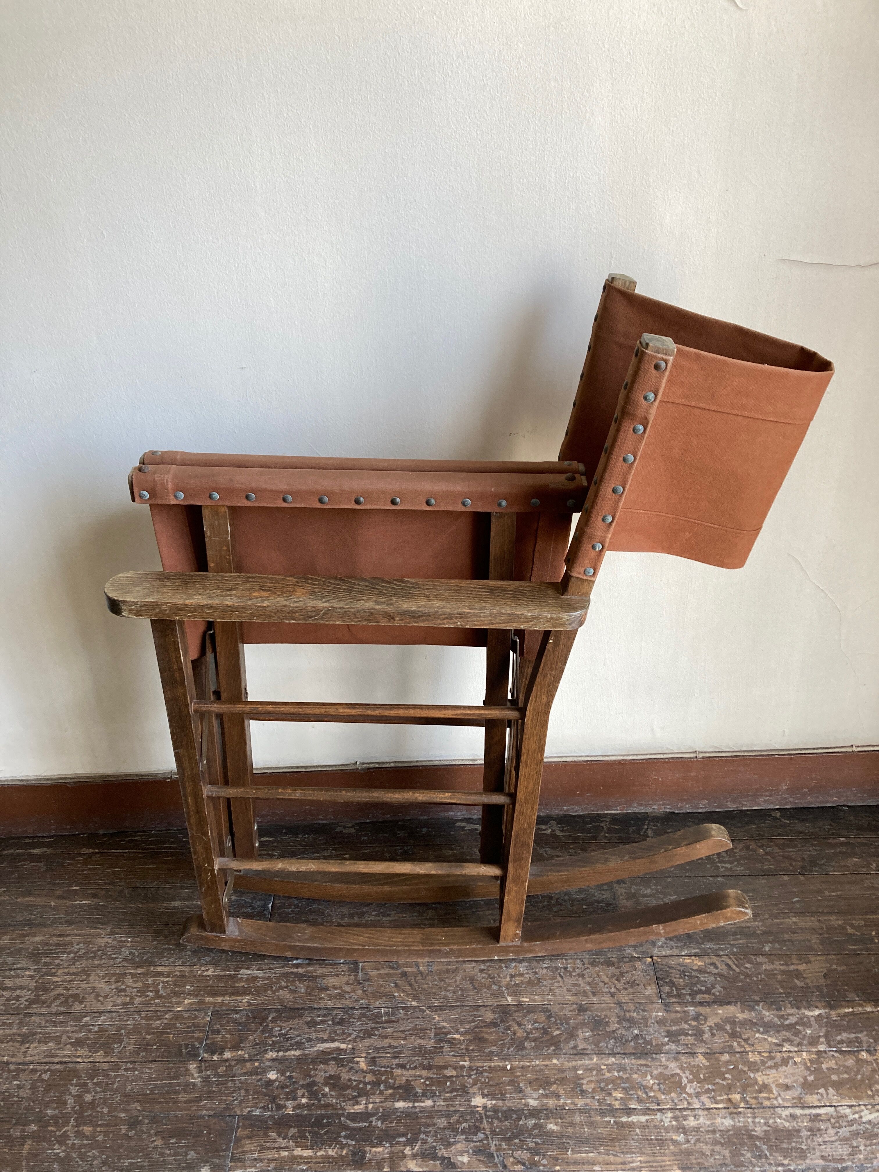 Fauteuil safari à bascule pliant 1950