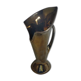 Vase en ceramique irisee marron avec anse