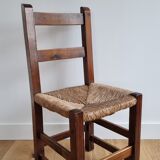 Pair vintage straw chairs