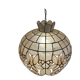 Large mother-of-pearl and brass chandelier with floral decoration.