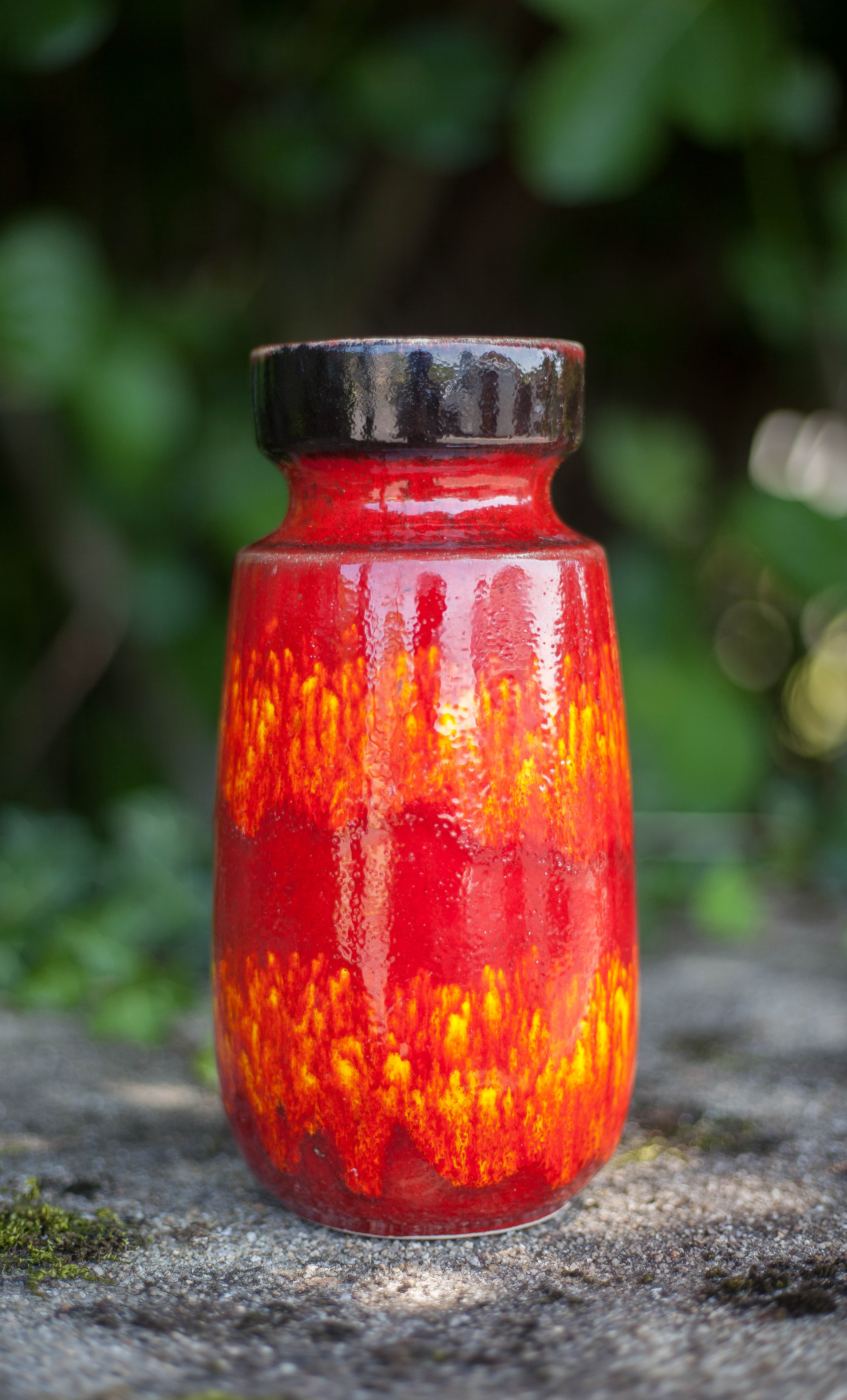 West Germany 242/22 ceramic vase, decorative vase, flower pot, fat lava, red vase, collection,