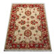 Red beige wool rug handmade oriental carpet traditional living room rug- 86x123cm