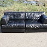 Canapé De Sede DS-76, cuir noir, modulable, Suisse, années 70