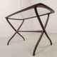 Italian Design Wooden Scissor Frame Side Table with Glass Top. Italy, 1950s