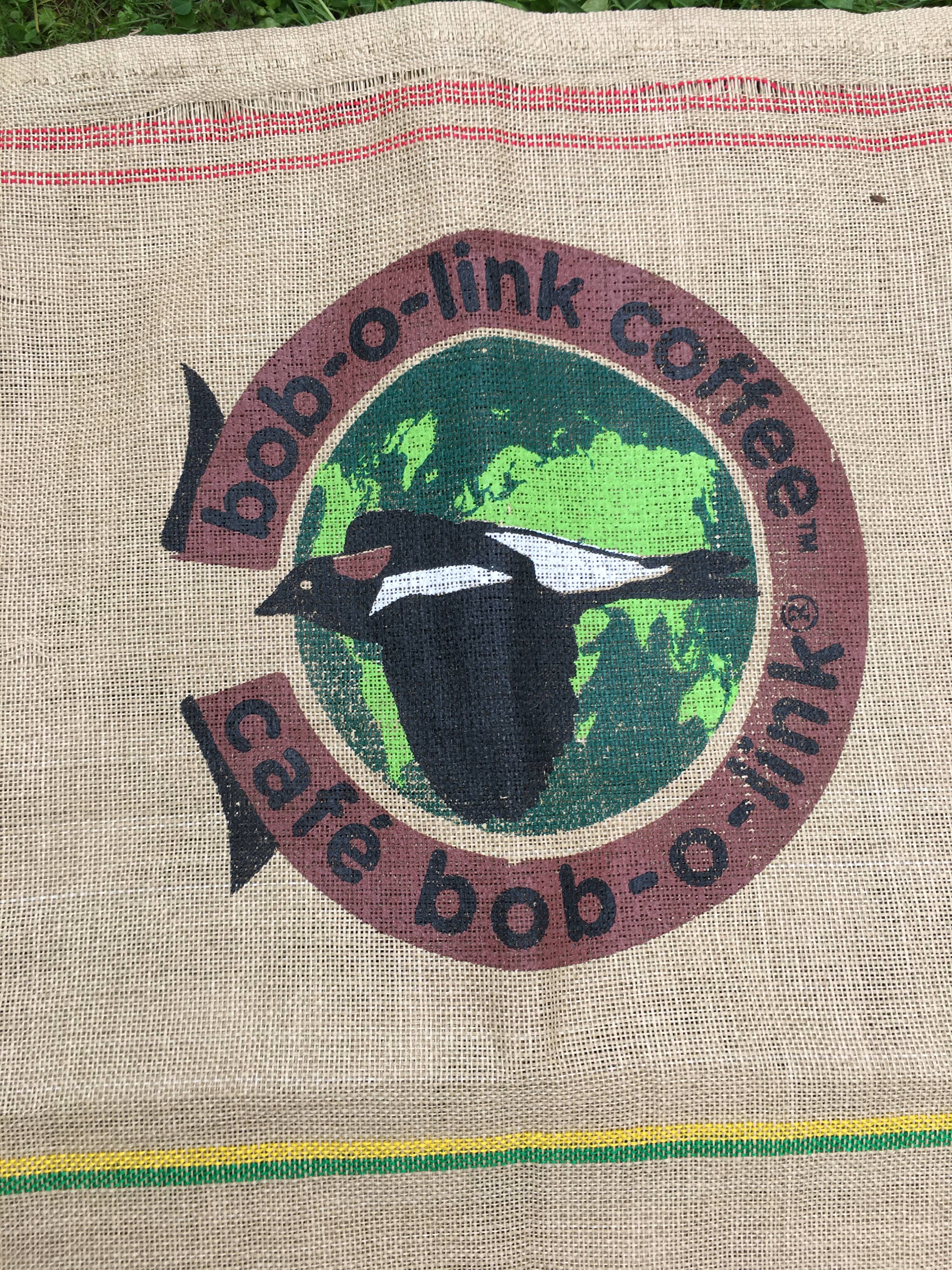 Colombian coffee burla burlap bag Bob O Link home decor cushion makeover