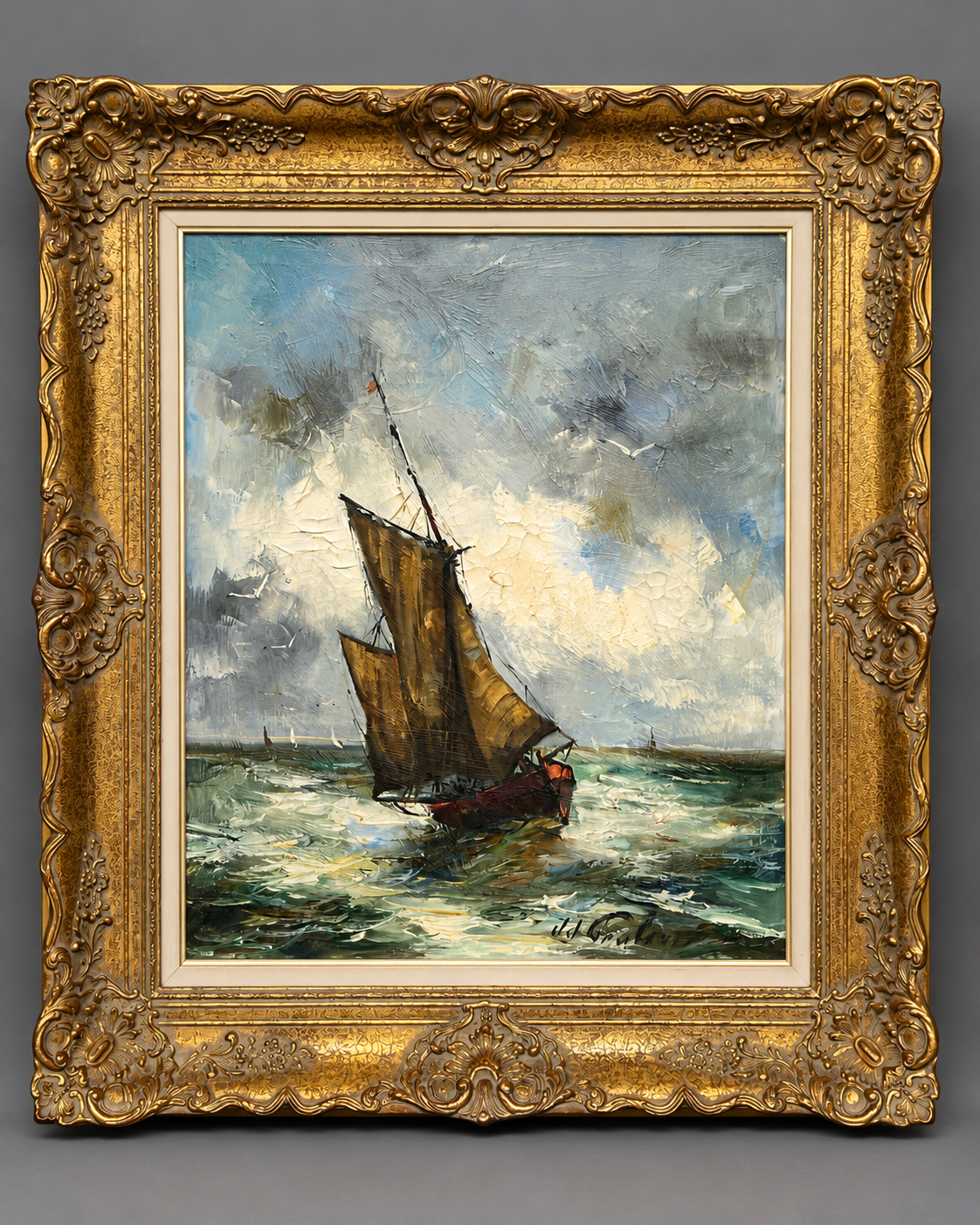 J.J. Coulon. "Marine Landscape." Oil on canvas.