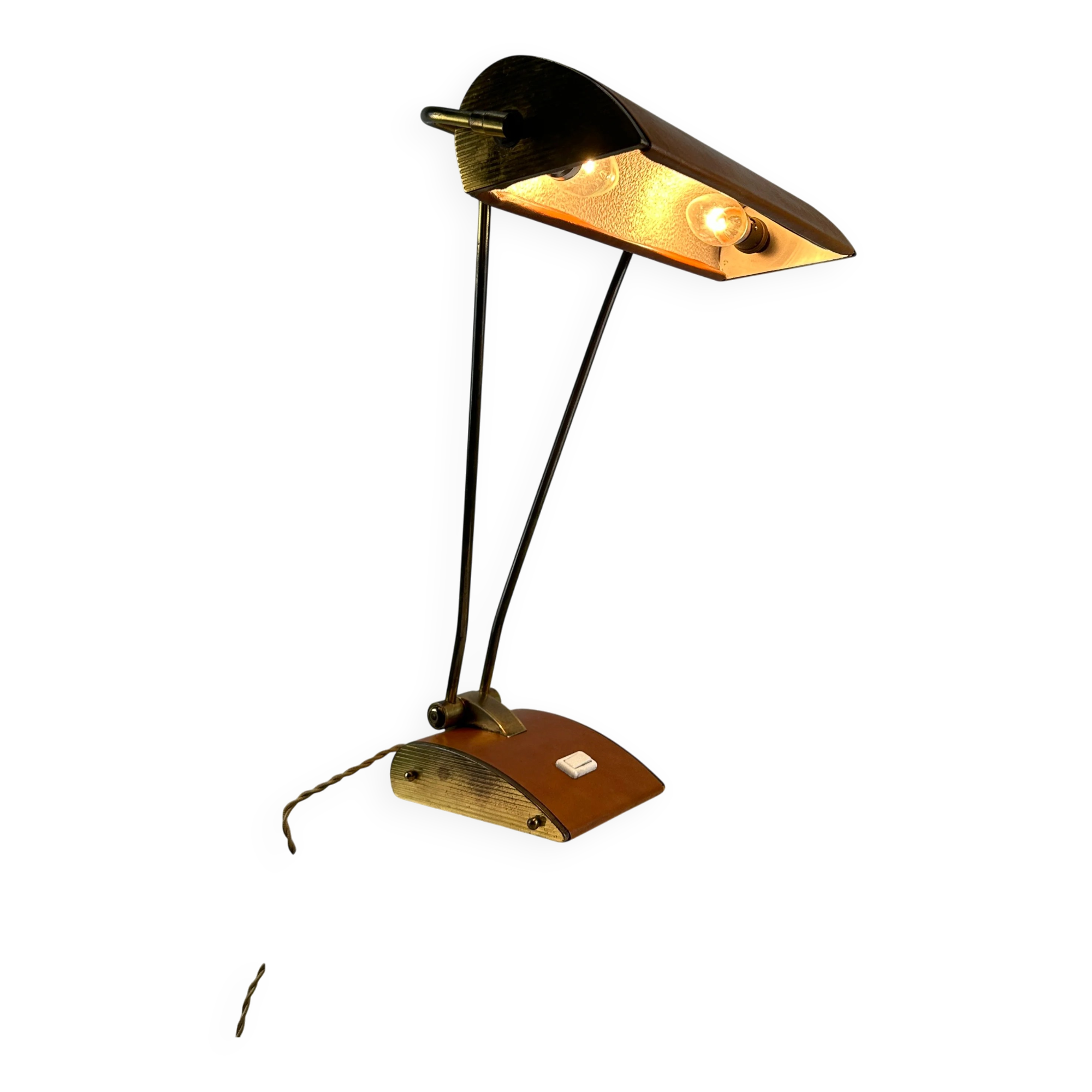 JUMO desk lamp in brass and leather by Eileen Grey, 1930