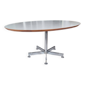 Roche Bobois oval table, white laminate and chrome, 1970s