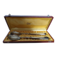 Silver-plated metal salad serving spoons in their vintage case