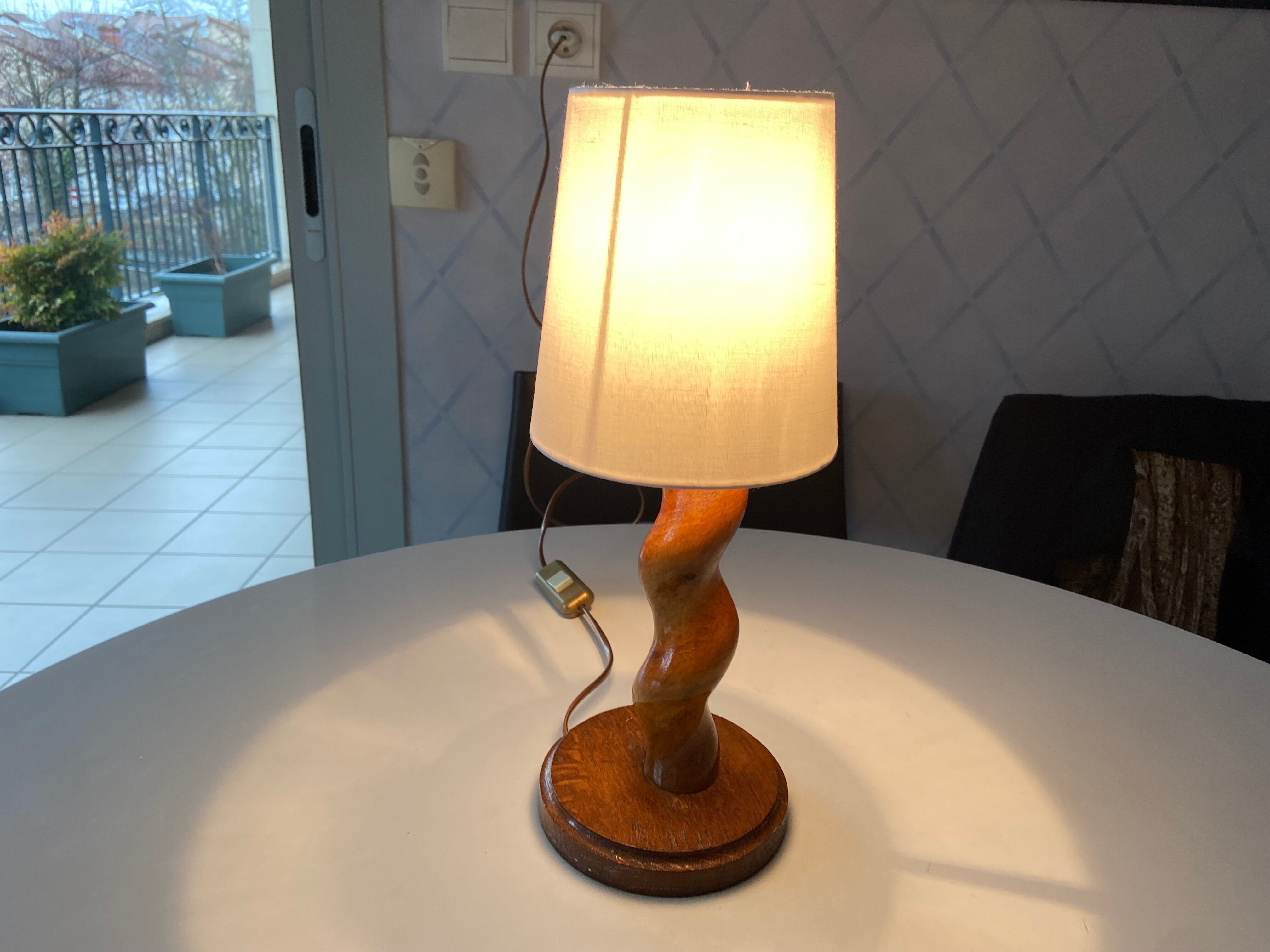 Brutalist wooden lamp