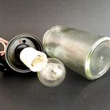 1990s Russian Soviet glass mason jar table lamp lantern Industrial