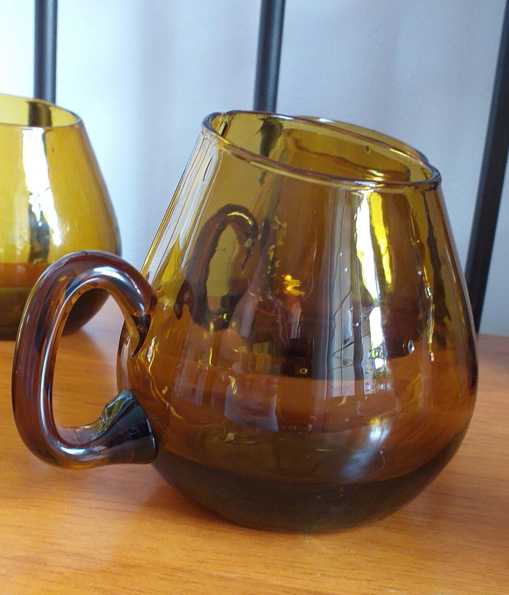 Coffee cups, brown tinted glass mug from the 70s