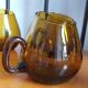 Coffee cups, brown tinted glass mug from the 70s