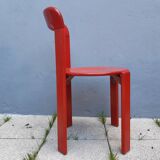 Set of 10 red wooden chairs by Bruno Rey for Kusch&Co