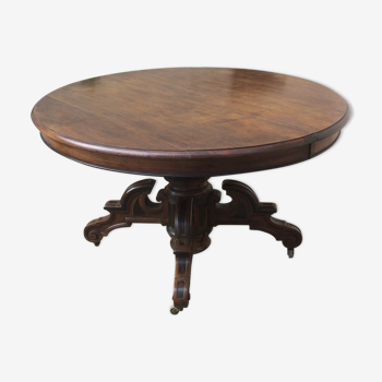 Table ovale avec rallonges en noyer époque Napoléon III