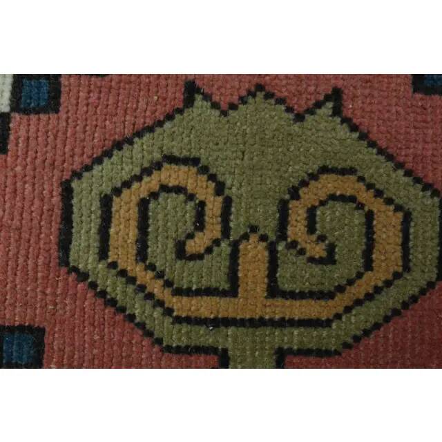1970s Vintage Turkish Oushak Handmade Wool Cotton Pink Area Rug 151x225