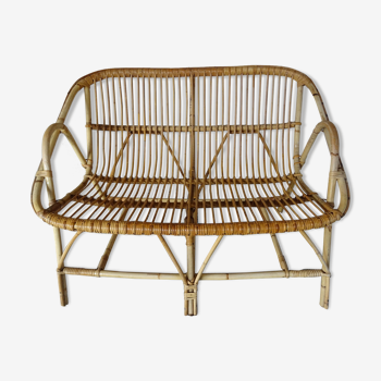 60s rattan bench