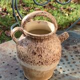 Gargoulette, raw stoneware jug and beige glaze, speckled, vintage