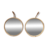 Rattan and rope mirror duo