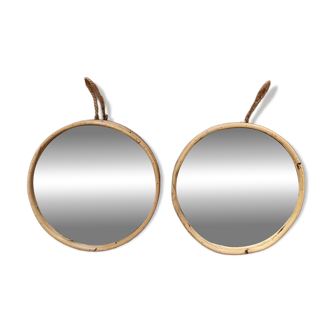 Duo miroirs rotin et cordes