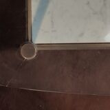Table basse en verre, laiton et marbre