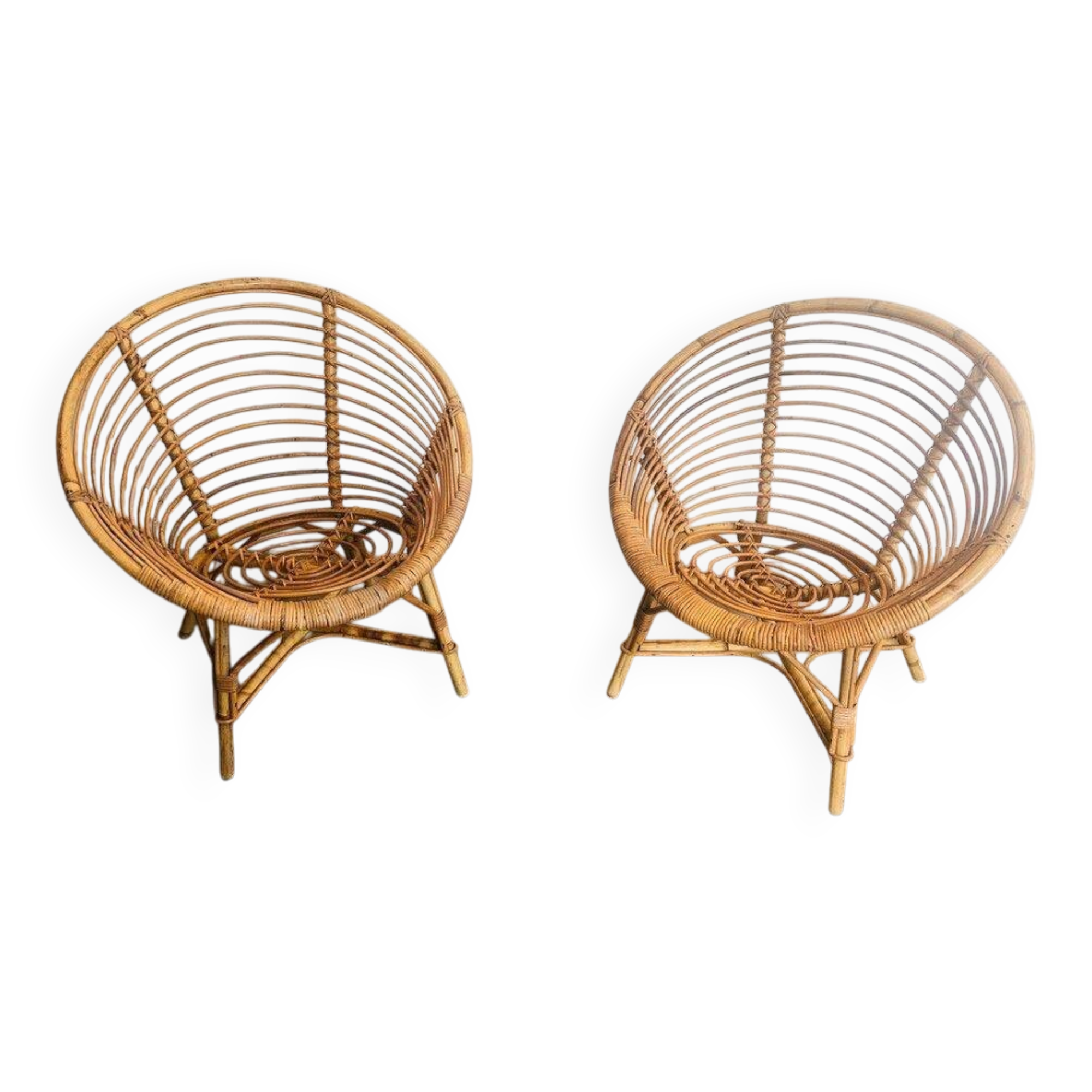 Pair of rattan armchairs