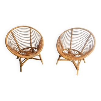 Pair of rattan armchairs