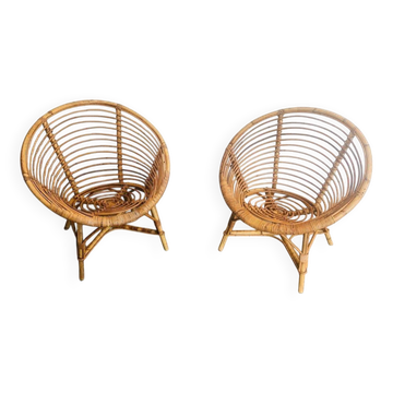 Pair of rattan armchairs