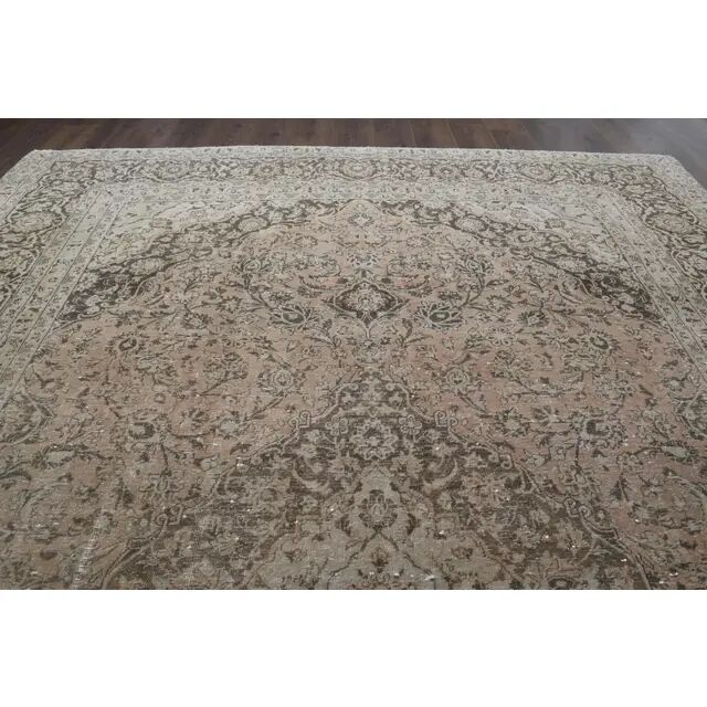 1970s Vintage Persian Handknotted Wool Orange Oversize Area Rug 290x370
