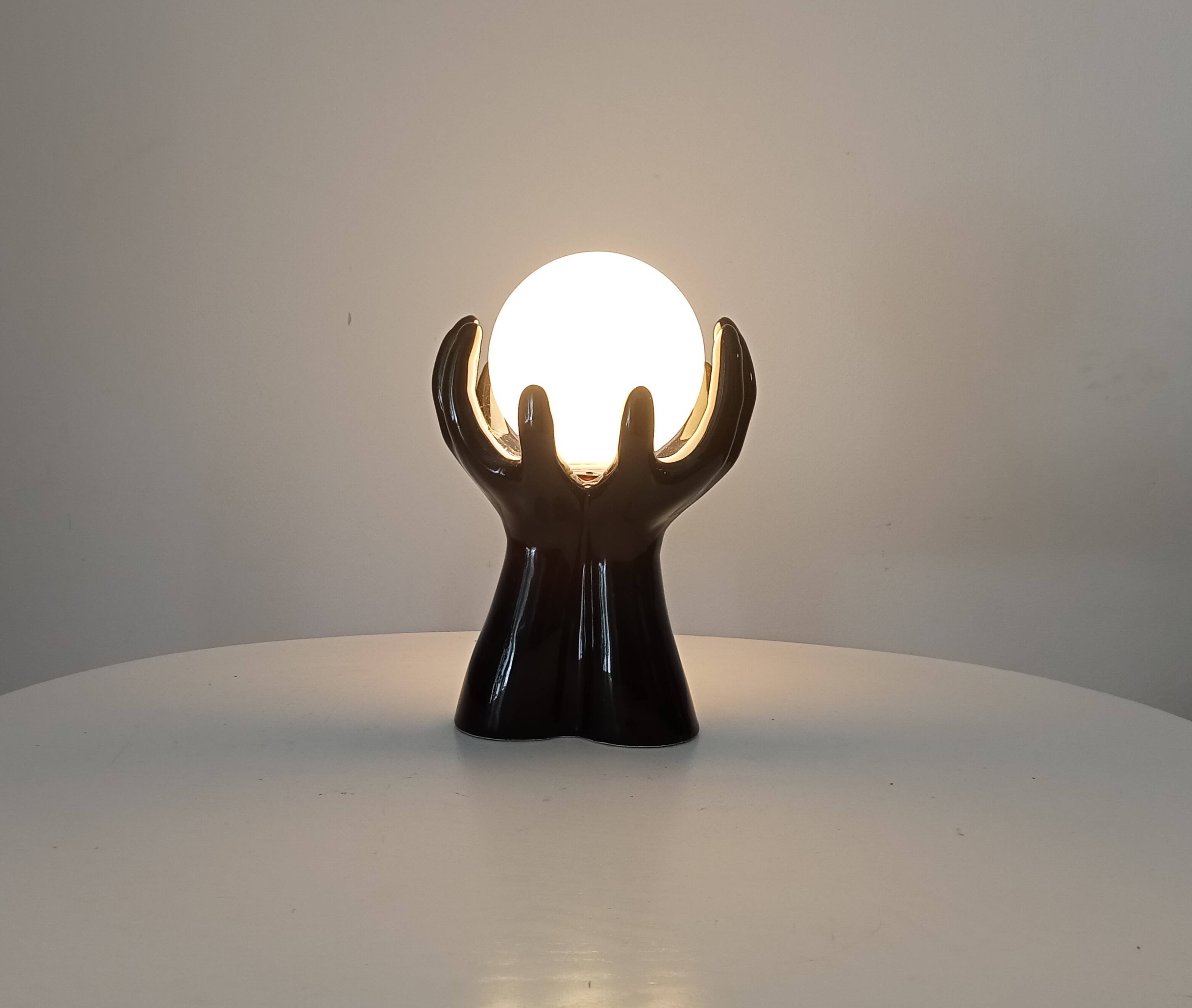 Vintage Italian ceramic and opaline lamp from the 80s