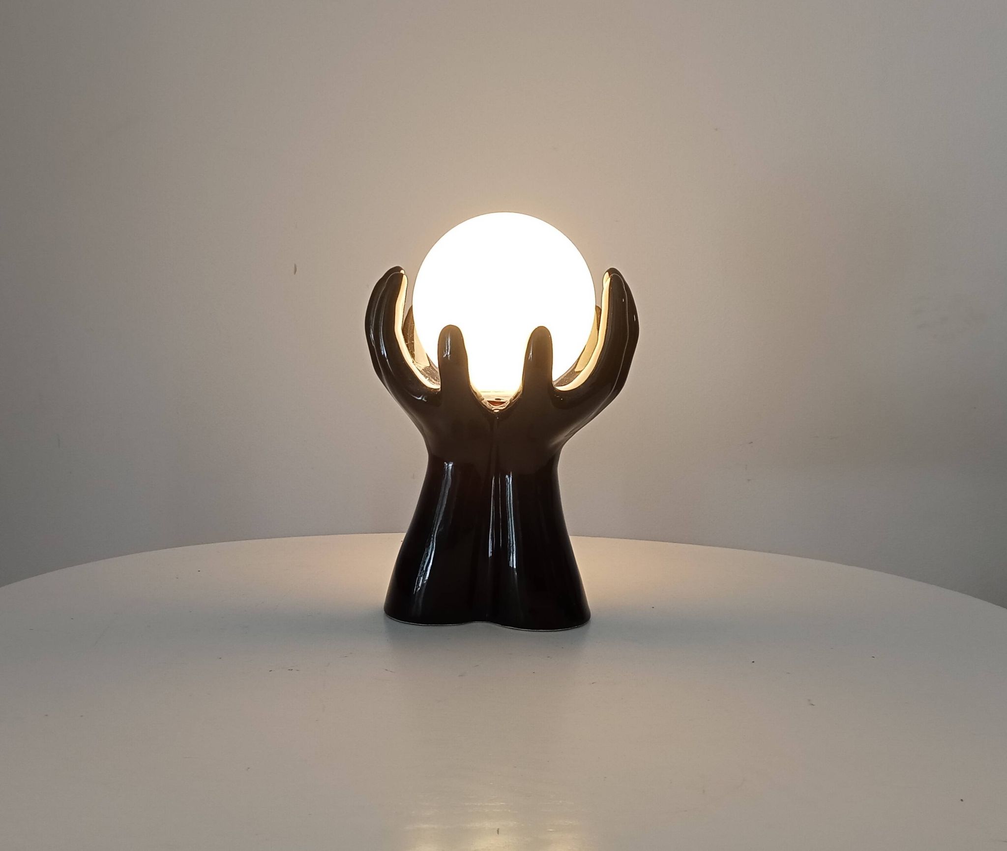 Vintage Italian ceramic and opaline lamp from the 80s