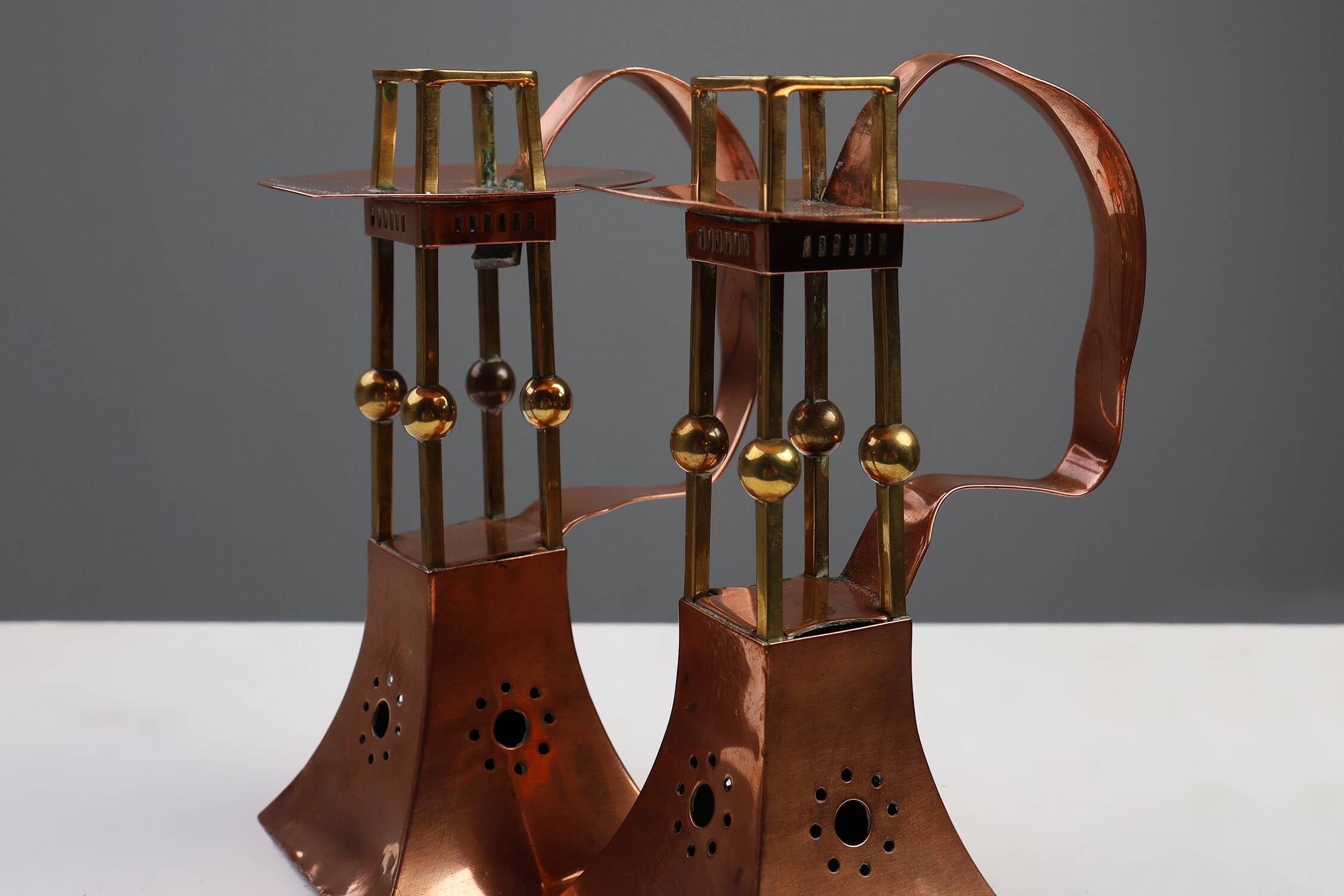 Pair of copper Table Candlesticks by Carl Deffner, Germany ca 1910