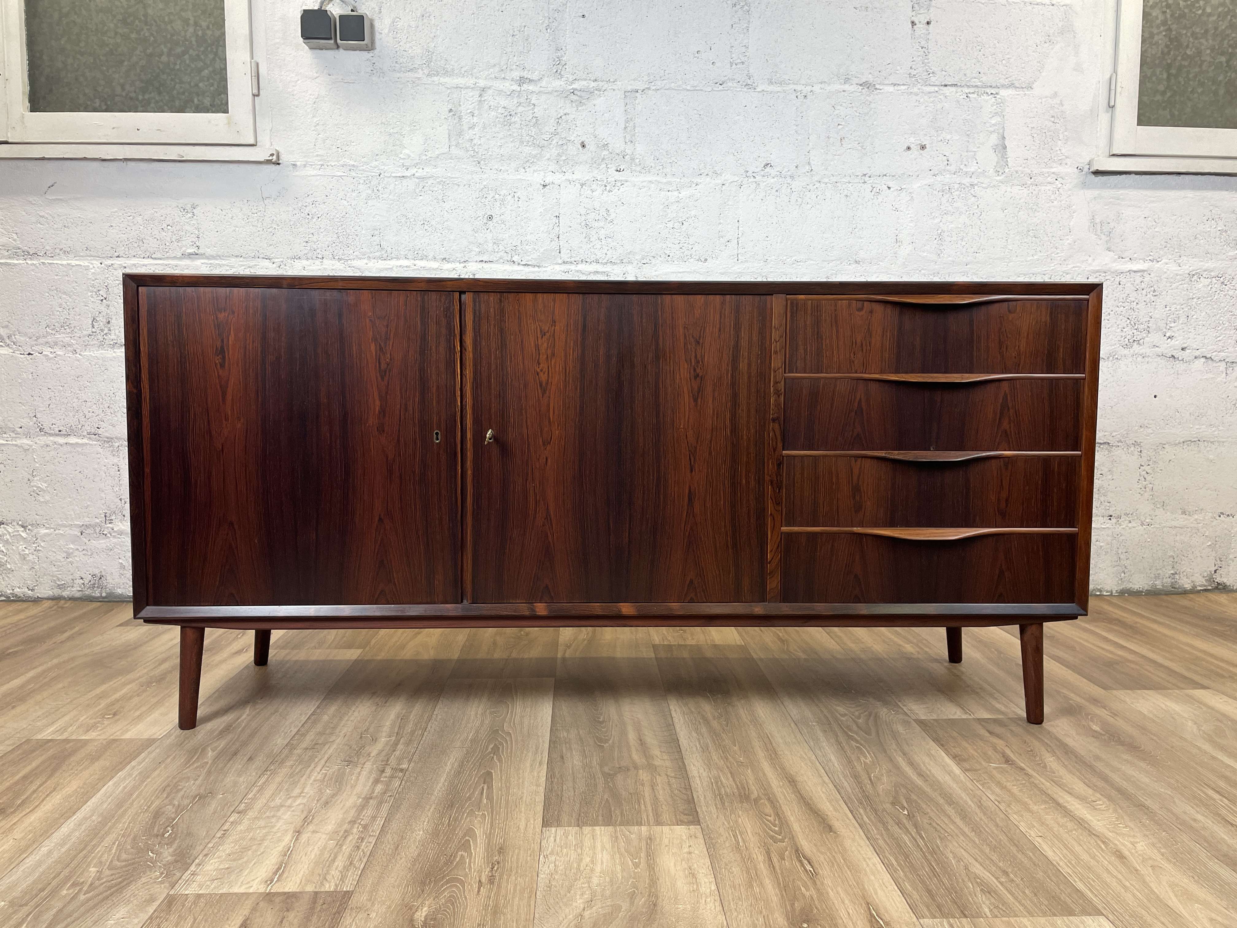 Scandinavian rosewood sideboard by Erling Torvits, 60s