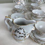 Antique coffee service in fine gilded porcelain – for 6 people – Vintage