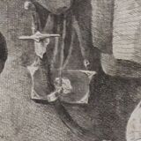 Engraving XIXth "Reading lesson in Orenburg & Country Ugsters"