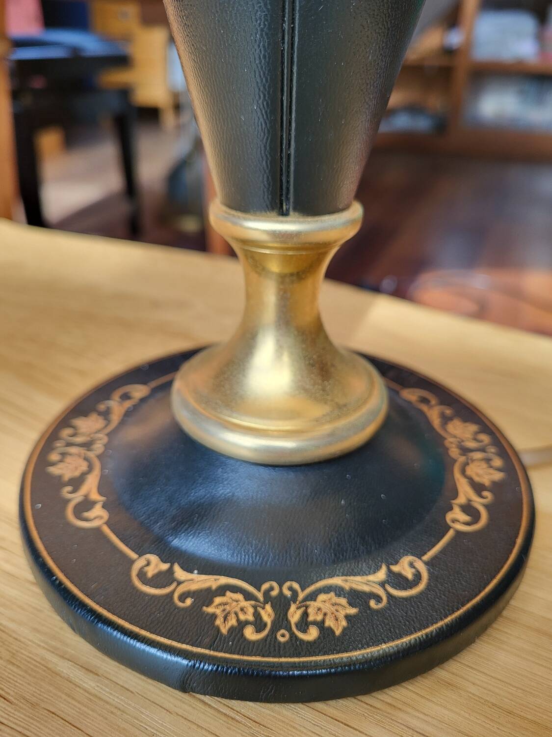 Vintage leather and brass desk lamp Le Tanneur