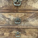 Commode Louis Philippe en ronce de noyer et marbre gris
