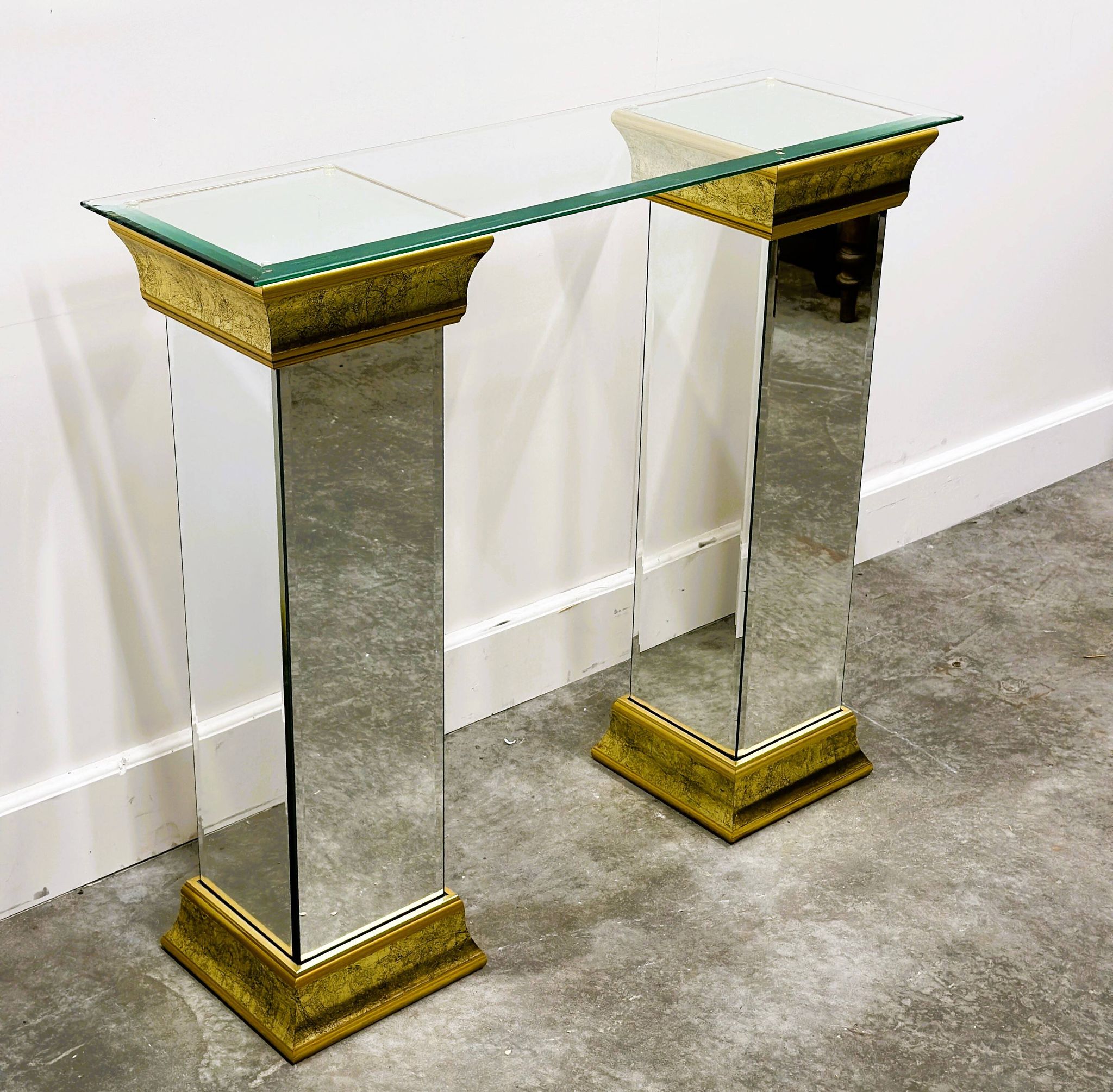 Rare Pair Of Mirrored Plinths or Console By Deknudt, Belgium 1980s