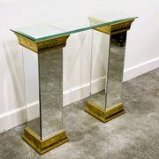 Rare Pair Of Mirrored Plinths or Console By Deknudt, Belgium 1980s