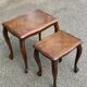 2 tables gigognes Louis XV en chêne massif et marqueterie 1960