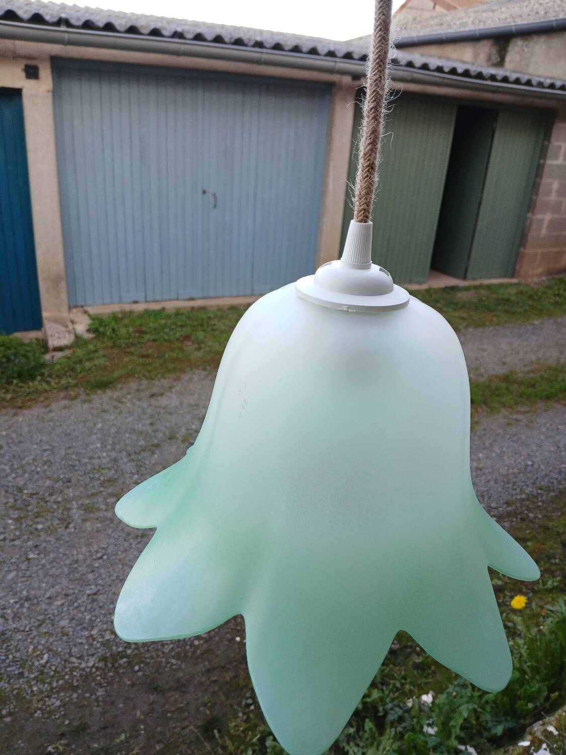 Pair of vintage tulip pendant lights