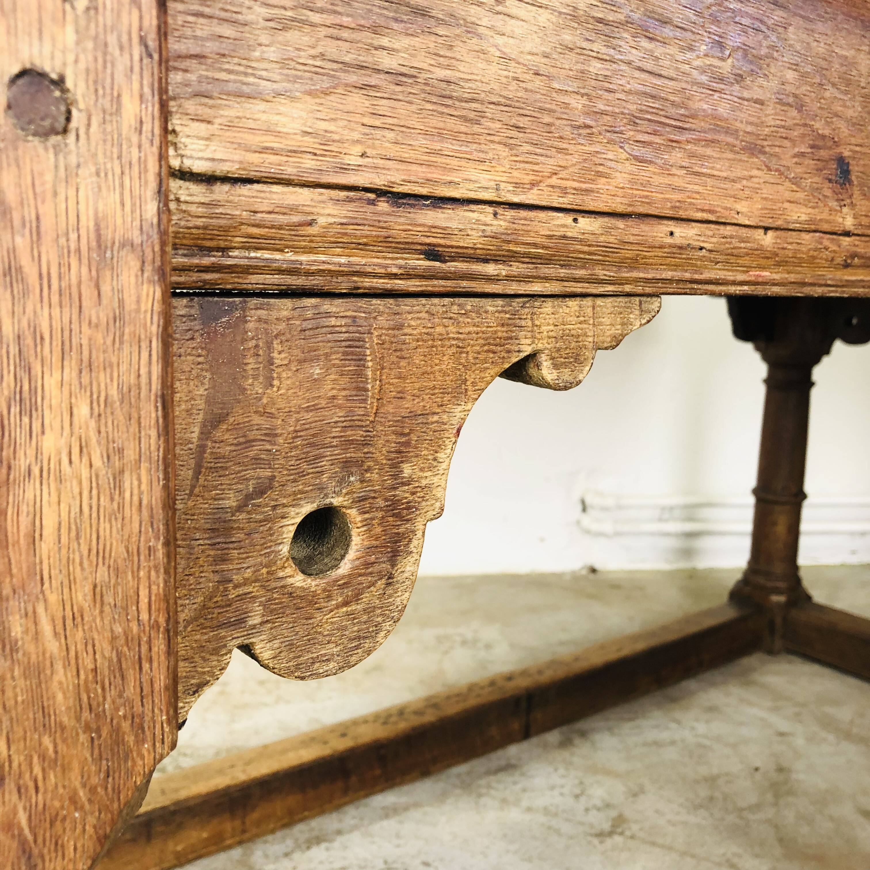 17th century oak bakers table