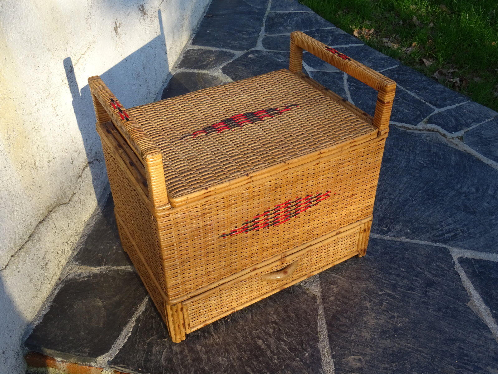 Bench chest rattan with drawer