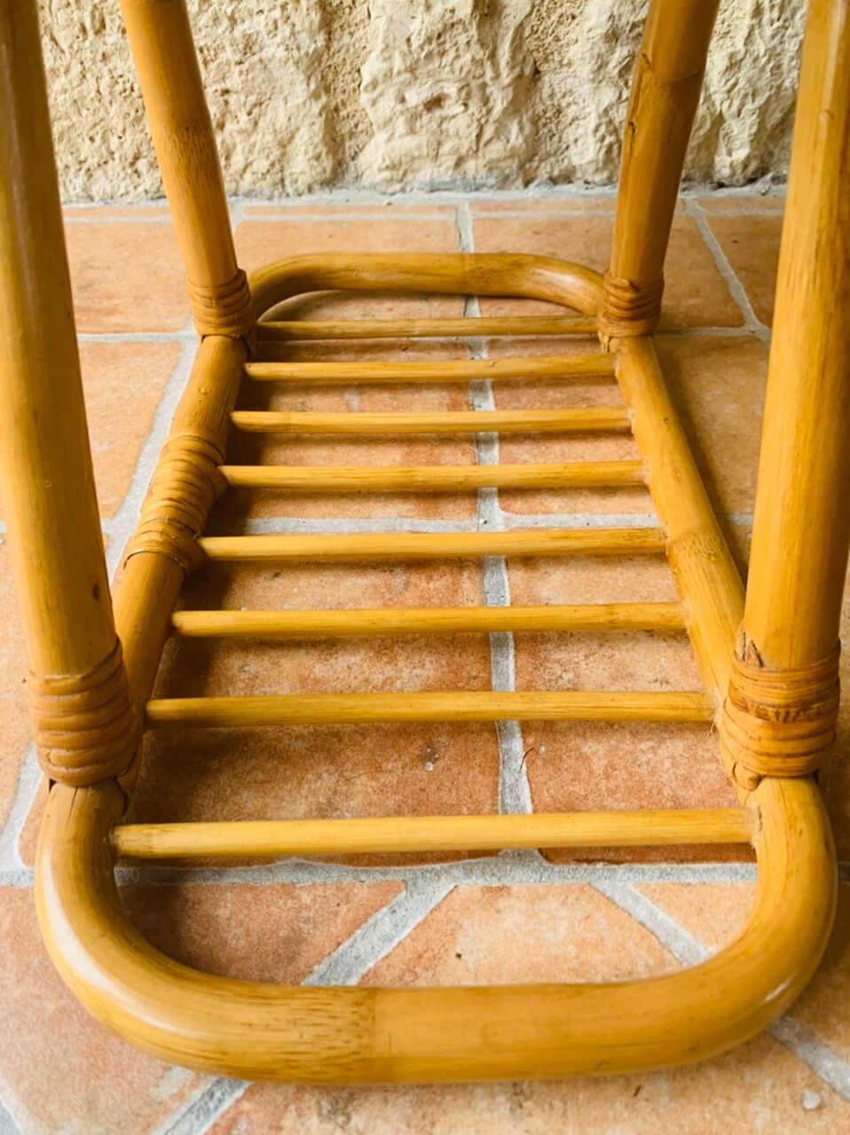 Vintage bamboo and rattan plant holder, circa 70's